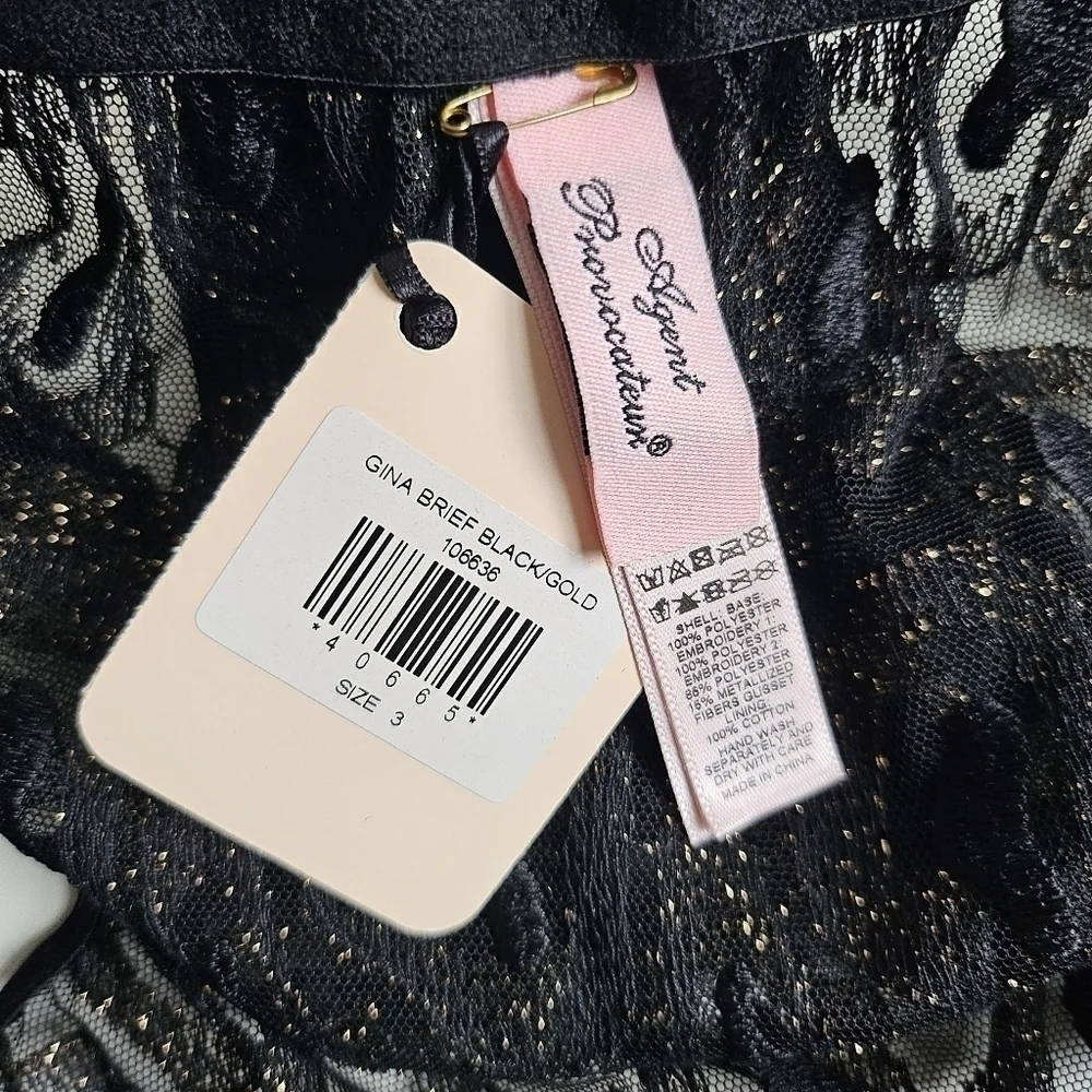 New Agent Provocateur Gina Leopard Print Black/Gold Brief Panties AP 3/Medium